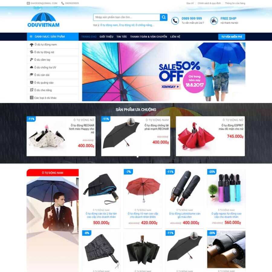 Thiết kế website bán ô dù