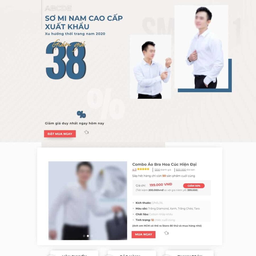 Thiết kế website landing page bán áo sơ mi