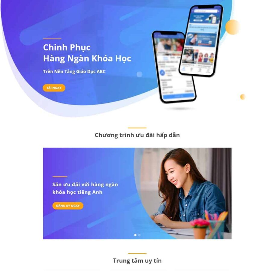 Thiết kế website landing page giới thiệu ứng dụng giáo dục