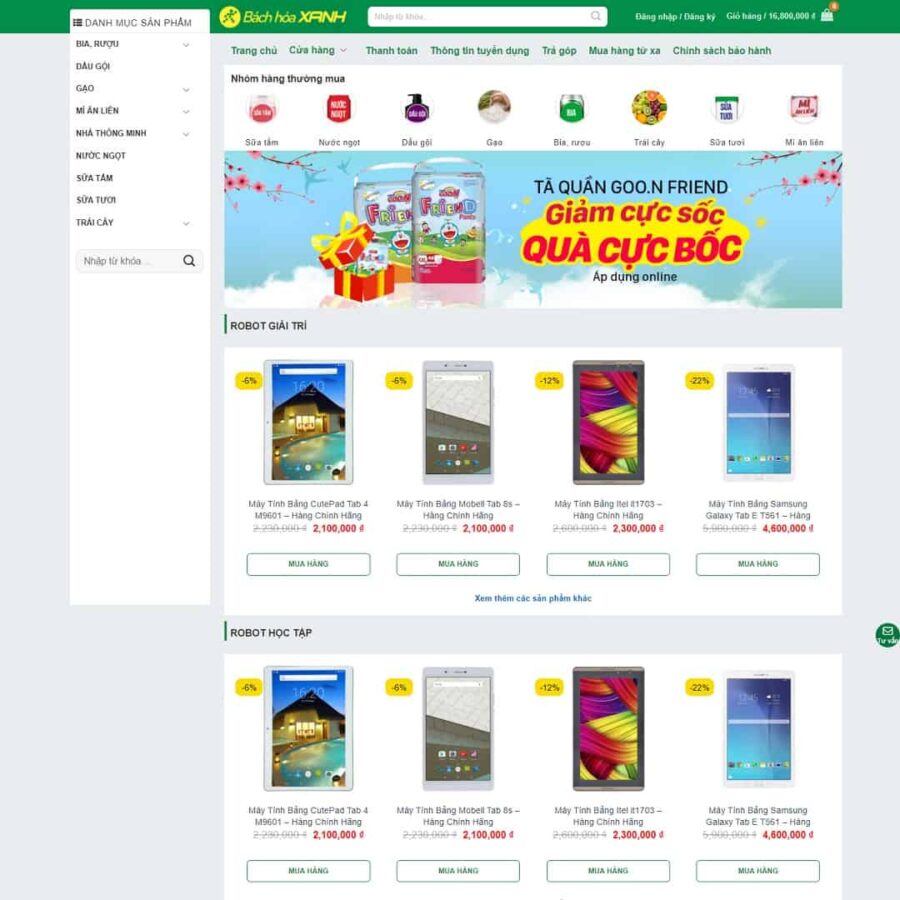 Thiết kế website bách hóa shop