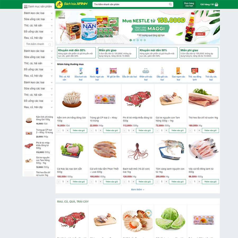 Thiết kế website bách hóa xanh