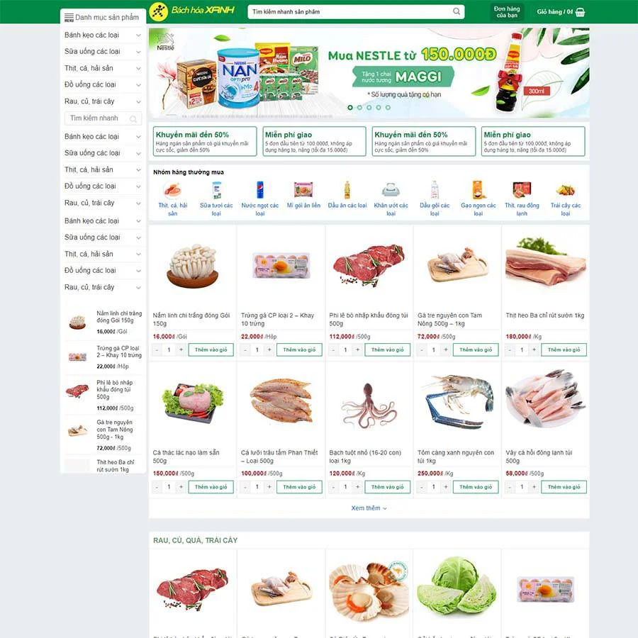 Thiết kế website bách hóa xanh