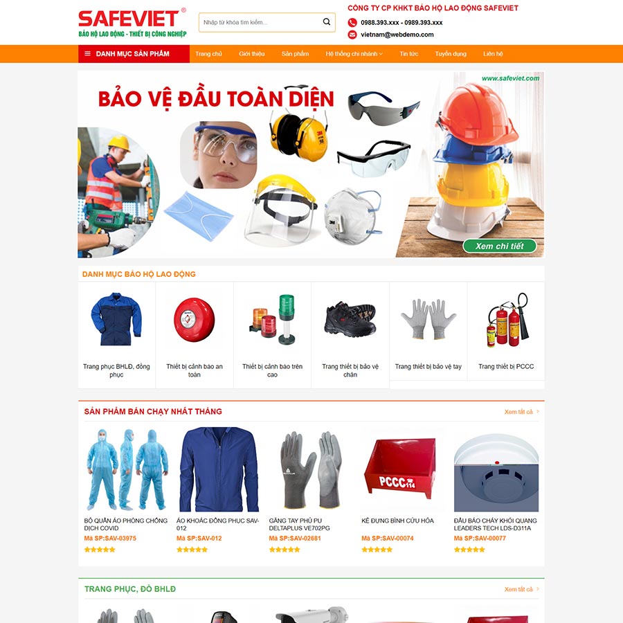 Thiết kế website bán đồ bảo hộ lao động