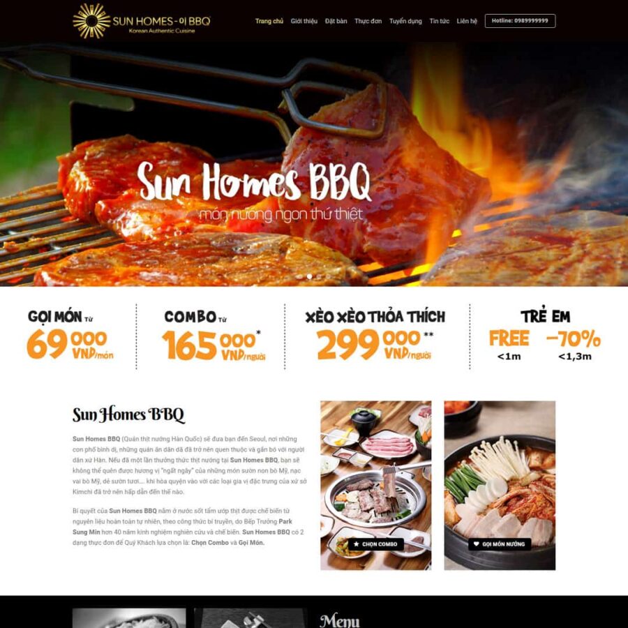 Thiết kế website giới thiệu nhà hàng bbq