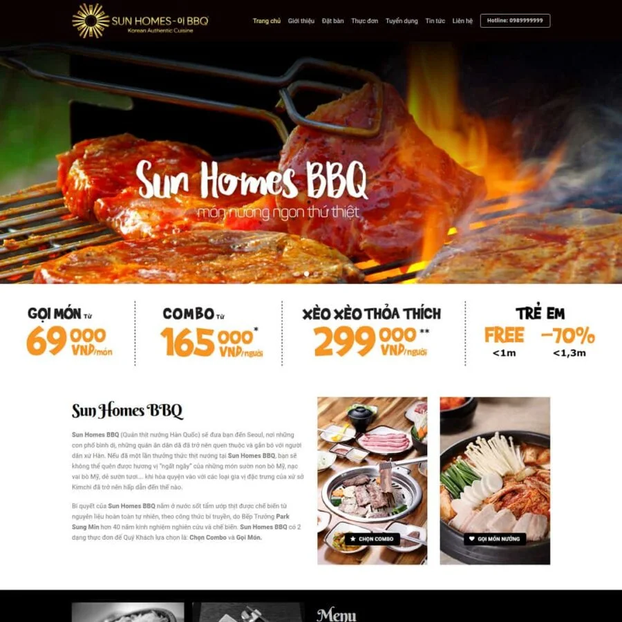 Thiết kế website giới thiệu nhà hàng bbq