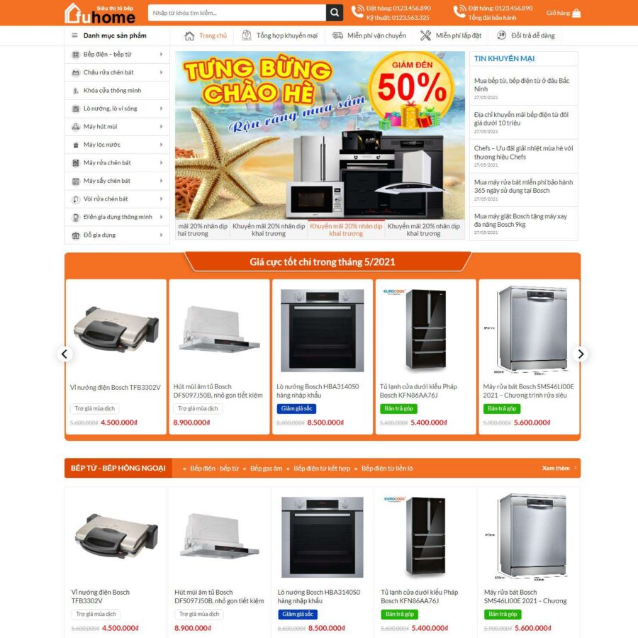 Thiết kế website bán bếp từ
