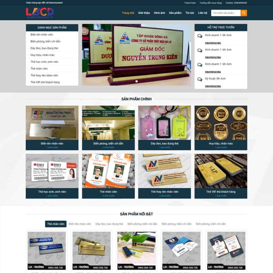 Thiết kế website dịch vụ làm biển chức danh