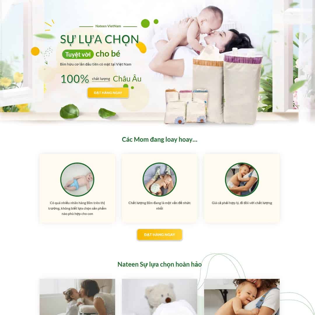 Thiết kế website landing page bỉm cho bé