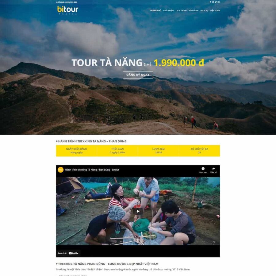 Thiết kế website landing page giới thiệu tour du lịch