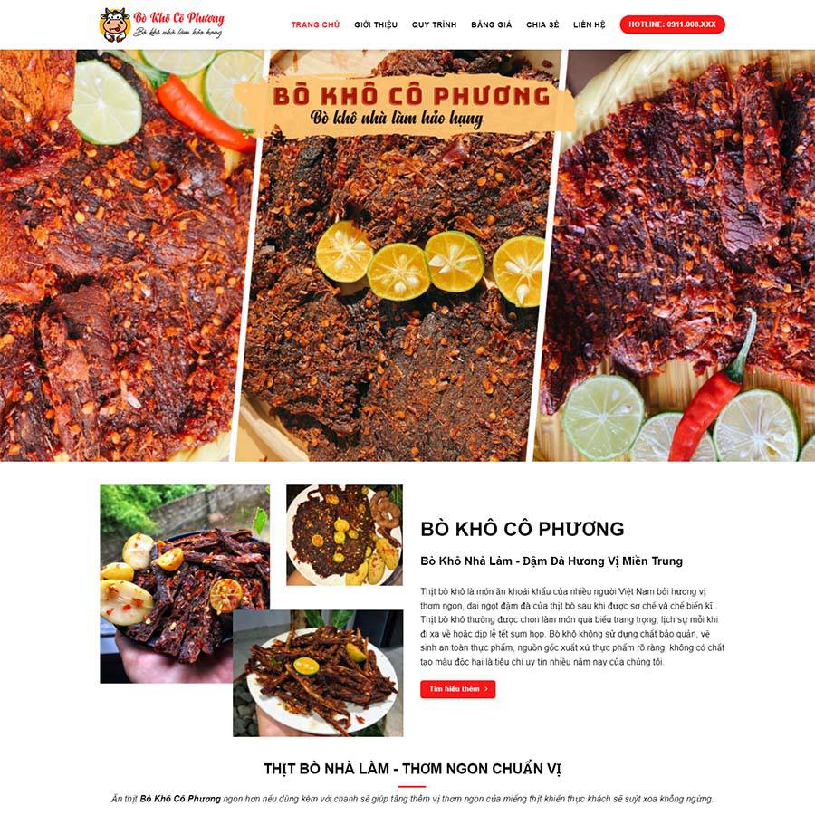 Thiết kế website bán bò khô