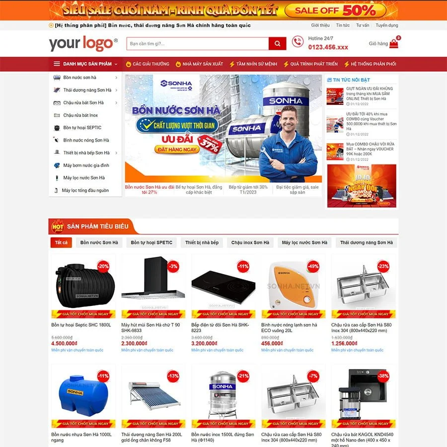 Thiết kế website bán bồn nước