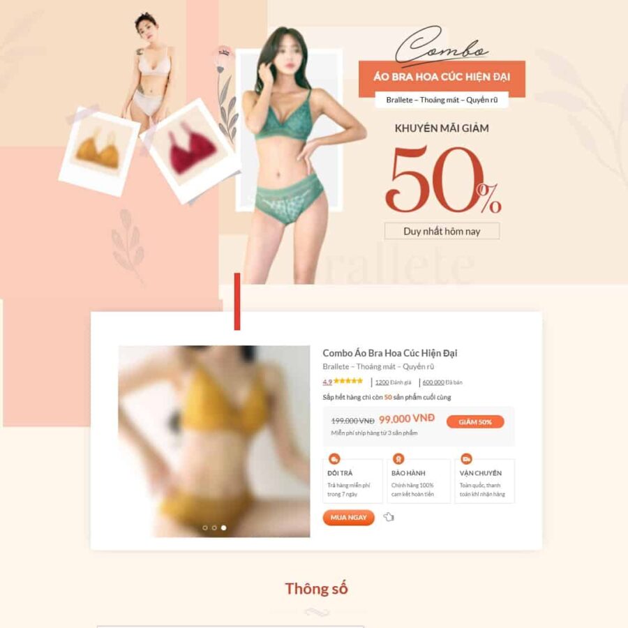 Thiết kế website Landing page bán hàng nội y