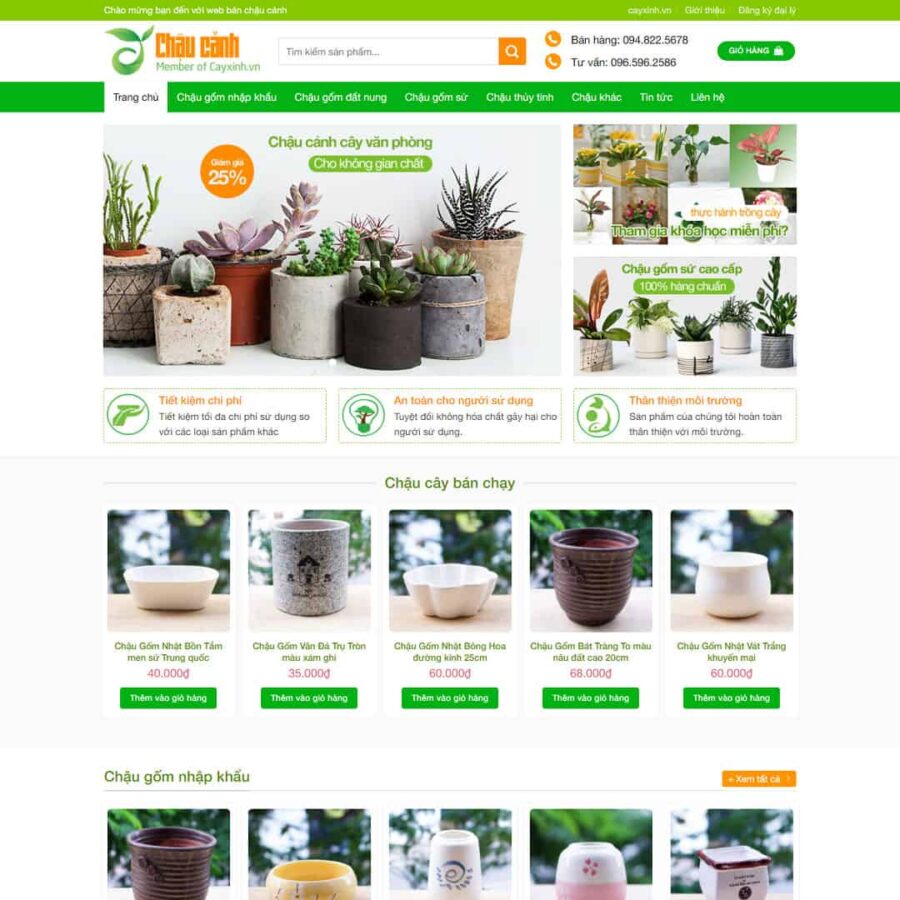 Thiết kế website bán chậu cây cảnh văn phòng