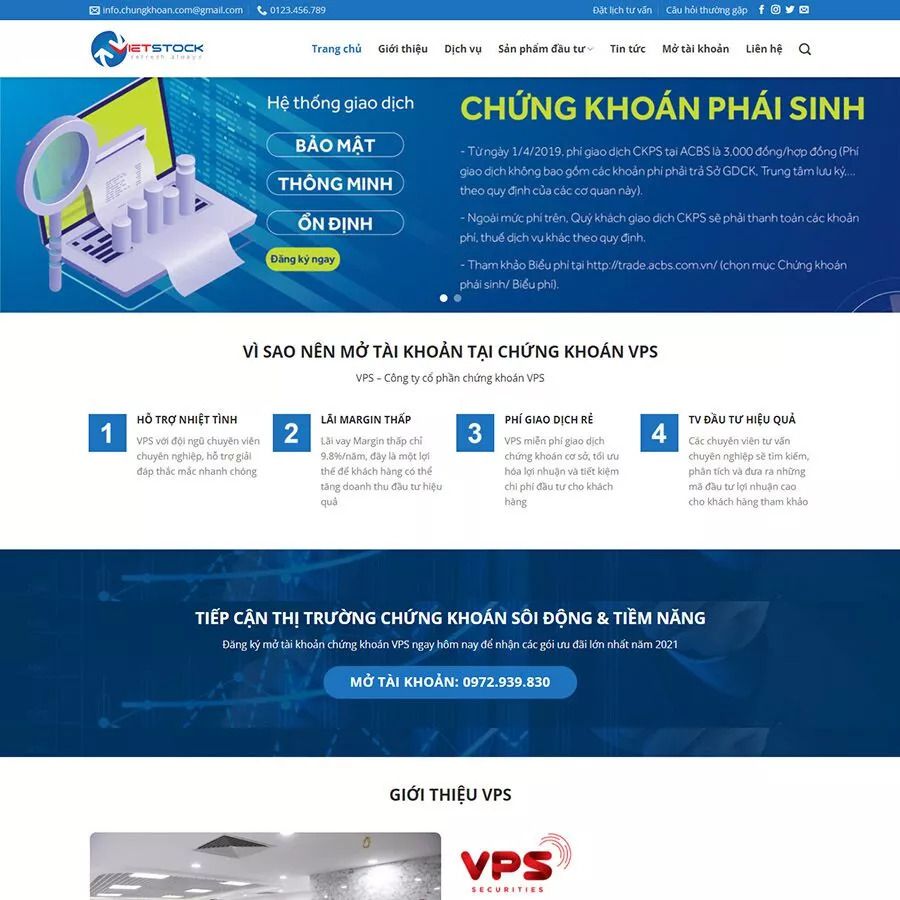 Thiết kế website công ty chứng khoán