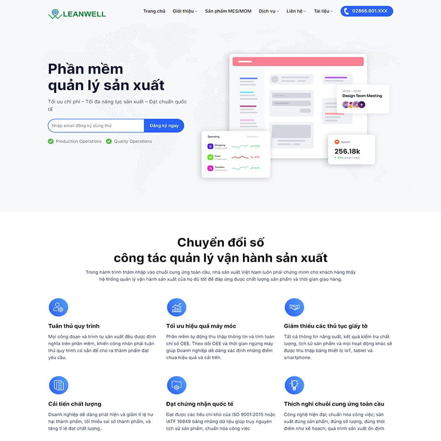 Thiết kế website giới thiệu phần mềm quản lý sản xuất