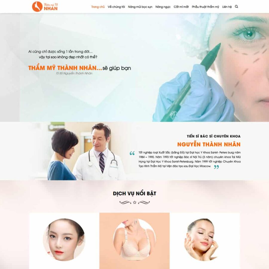 Thiết kế website dịch vụ thẩm mỹ