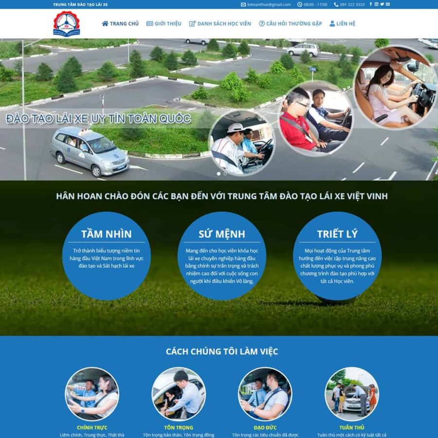 Thiết kế website trung tâm đào tạo lái xe