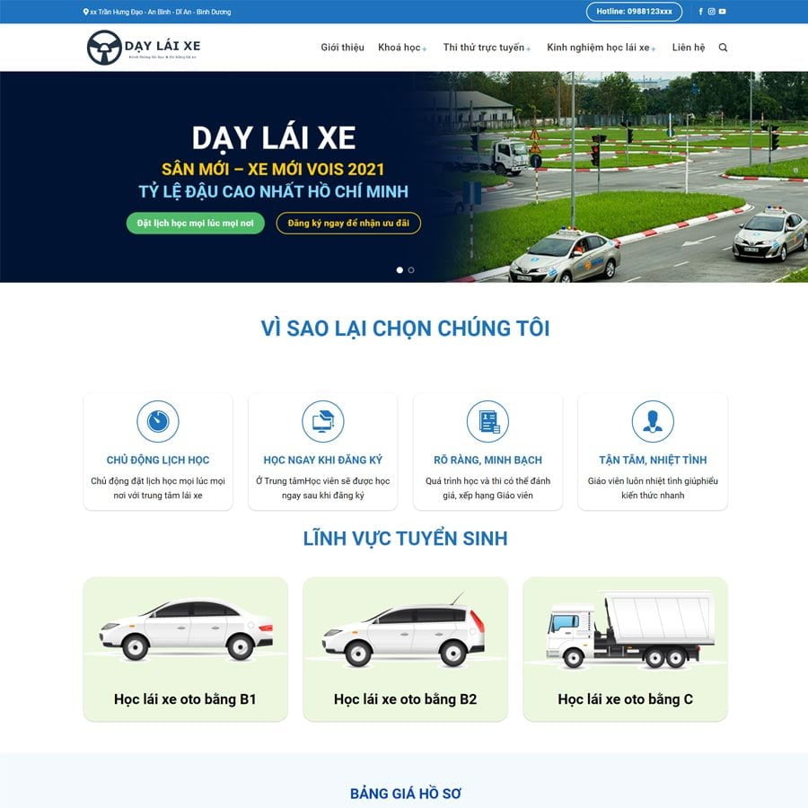 Thiết kế website dạy lái xe 02