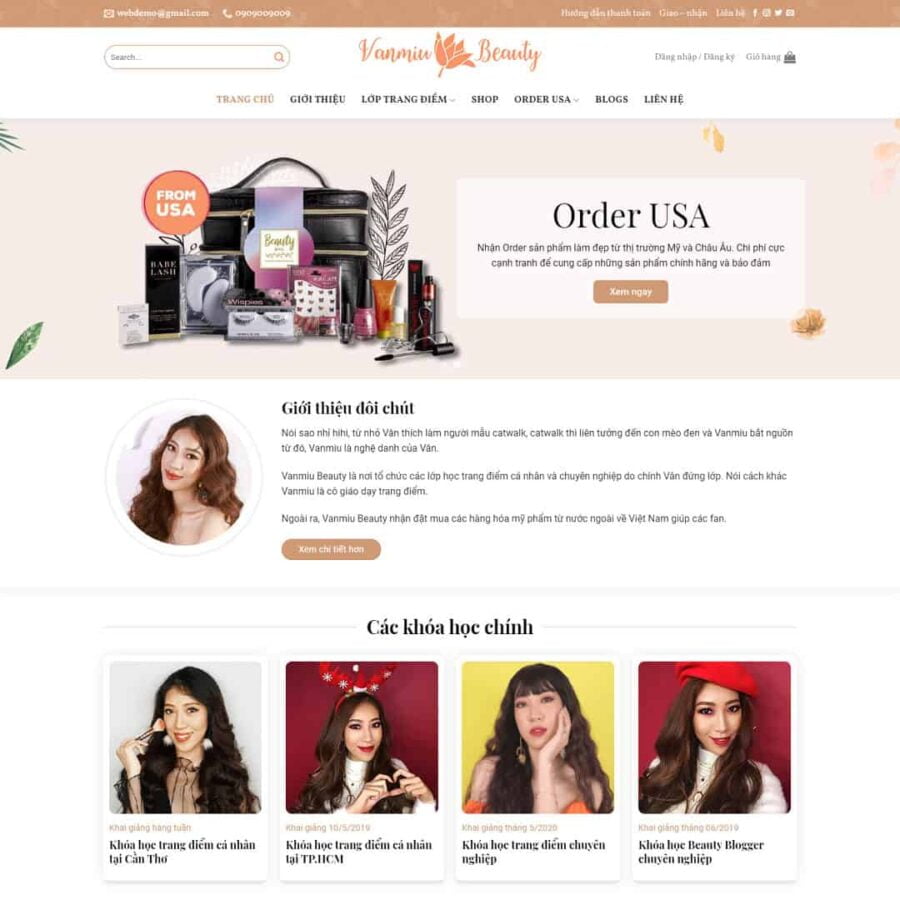 Thiết kế website khóa học dạy trang điểm