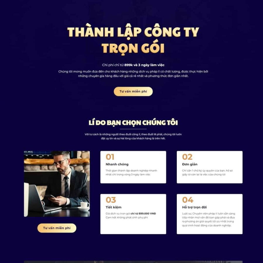 Thiết kế website landing page dịch vụ thành lập công ty