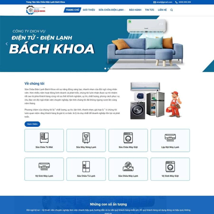 Thiết kế website dịch vụ sửa chữa điện lạnh