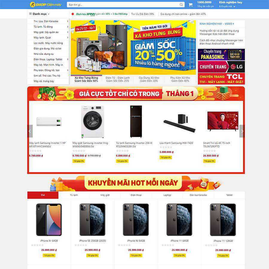 Thiết kế website điện máy xanh