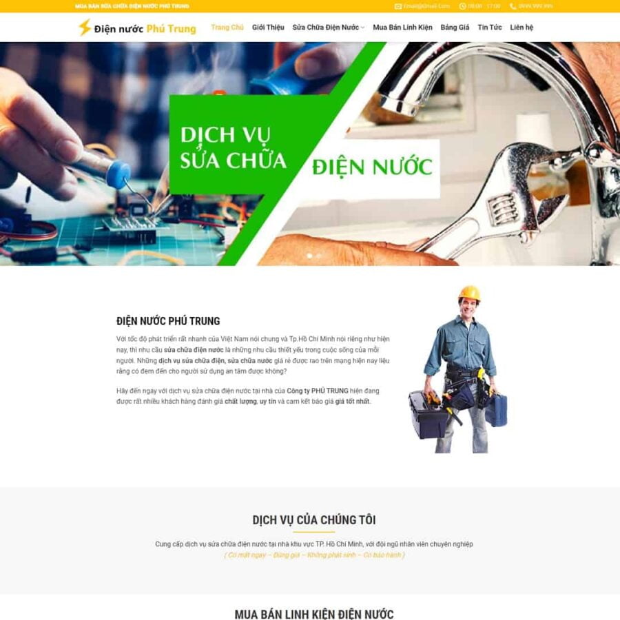 Thiết kế website dịch vụ sửa chữa điện nước