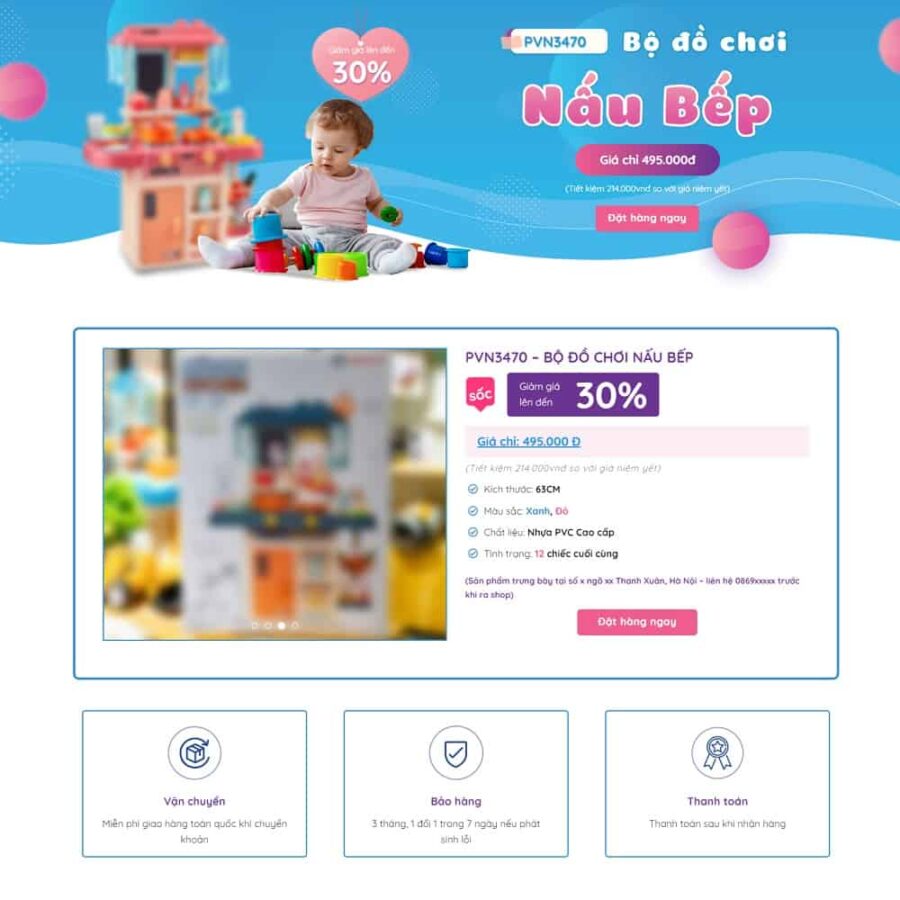 Thiết kế website Lading Page bán đồ chơi trẻ em