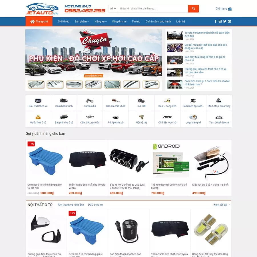 Thiết kế website bán đồ chơi xe hơi 01