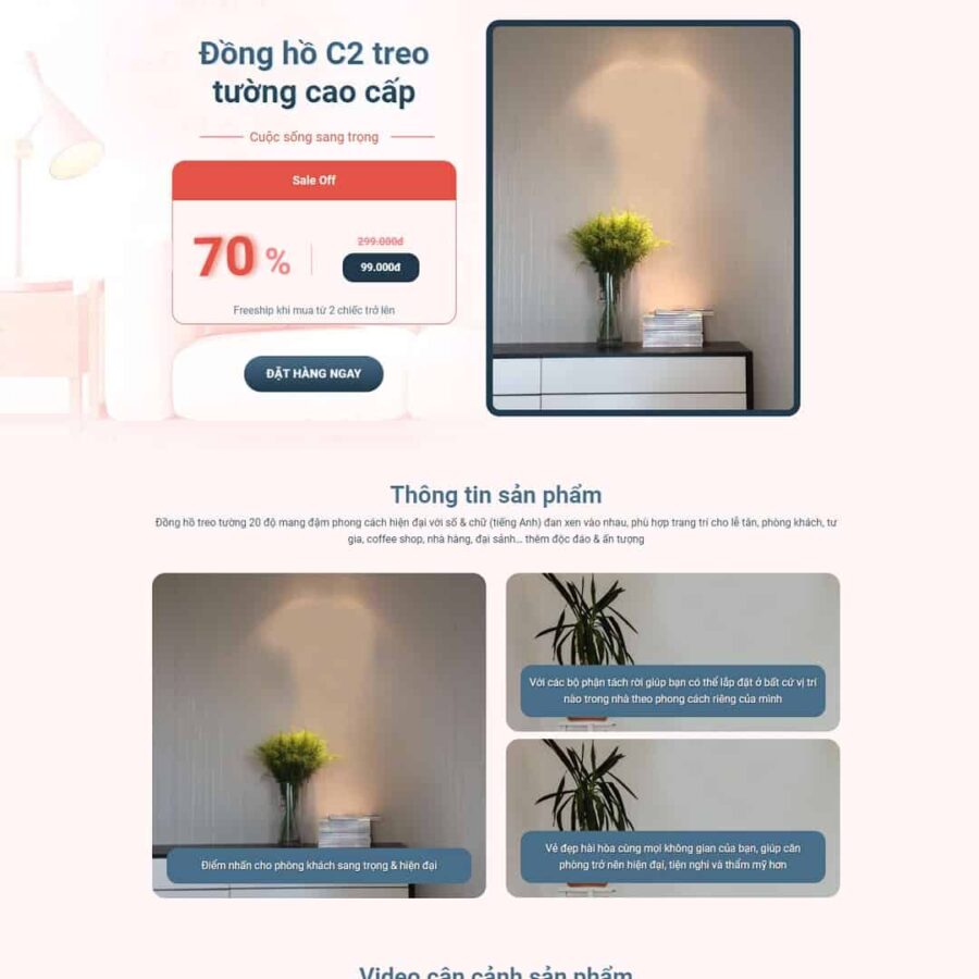 Thiết kế website landing page đồng hồ gián tường 3D