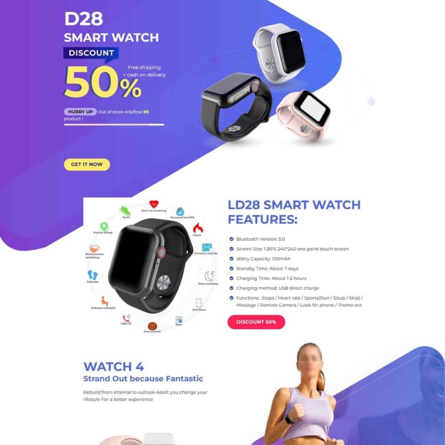 Thiết kế website landing page bán đồng hồ thông minh smartwatch