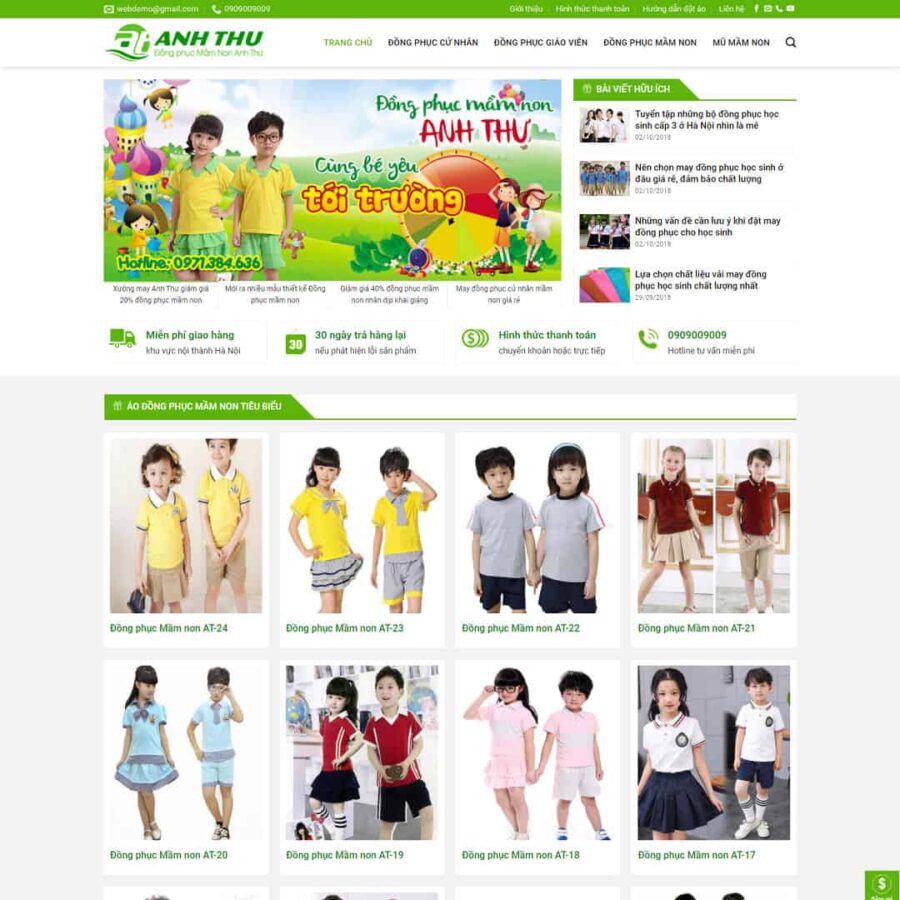Thiết kế website dịch vụ đồng phục