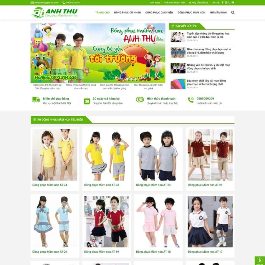 Thiết kế website dịch vụ đồng phục