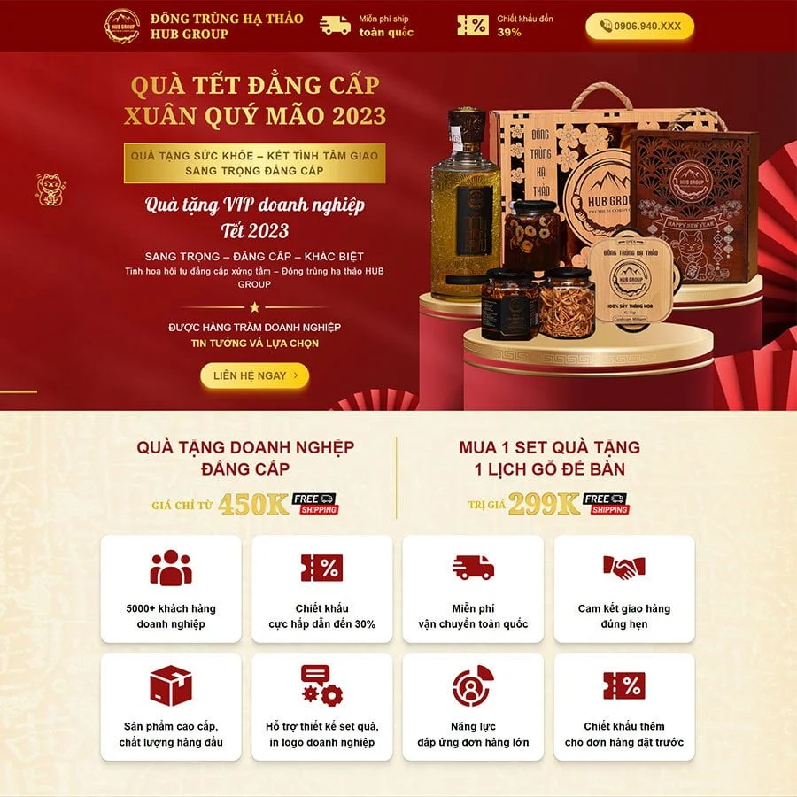 Thiết kế website landing page đông trùng hạ thảo