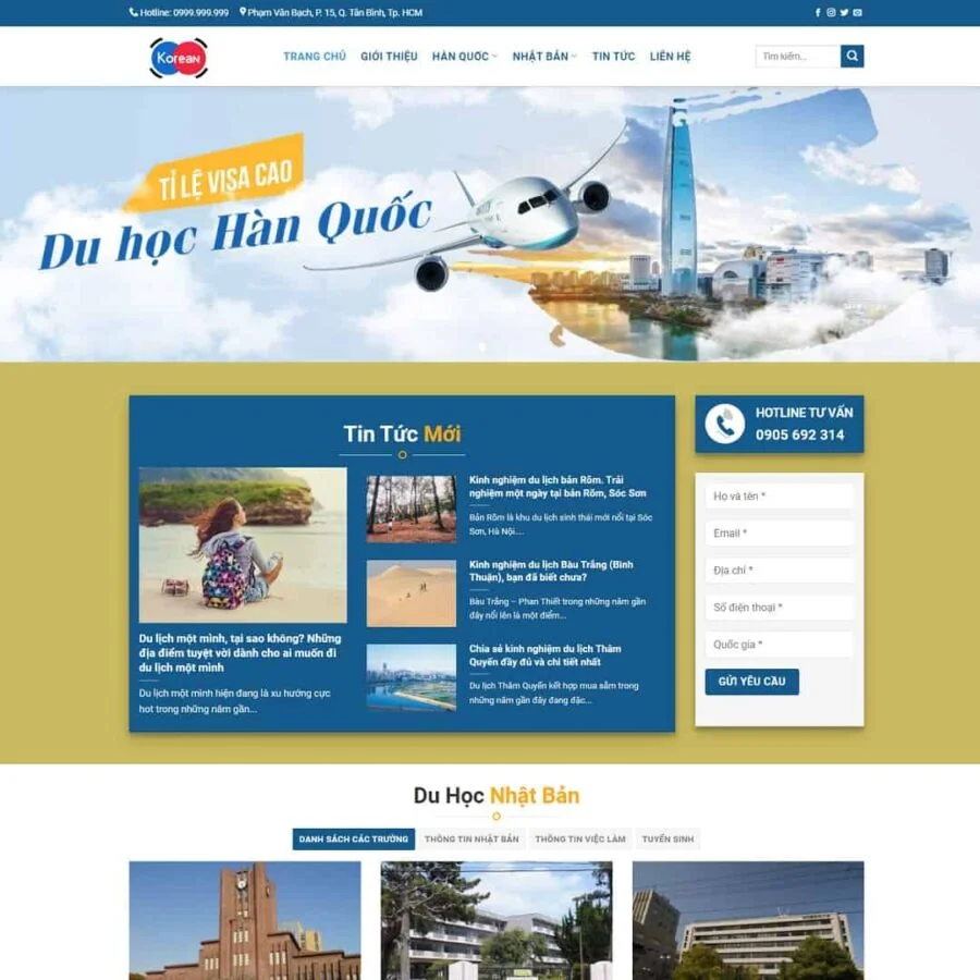 Thiết kế website công ty du học Hàn Quốc