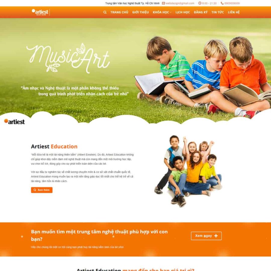 Thiết kế website khóa học nghệ thuật