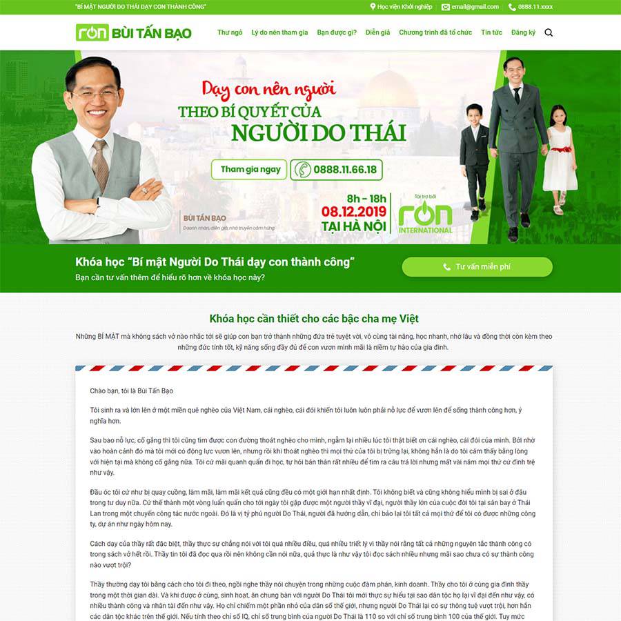 Thiết kế website khóa học đào tạo