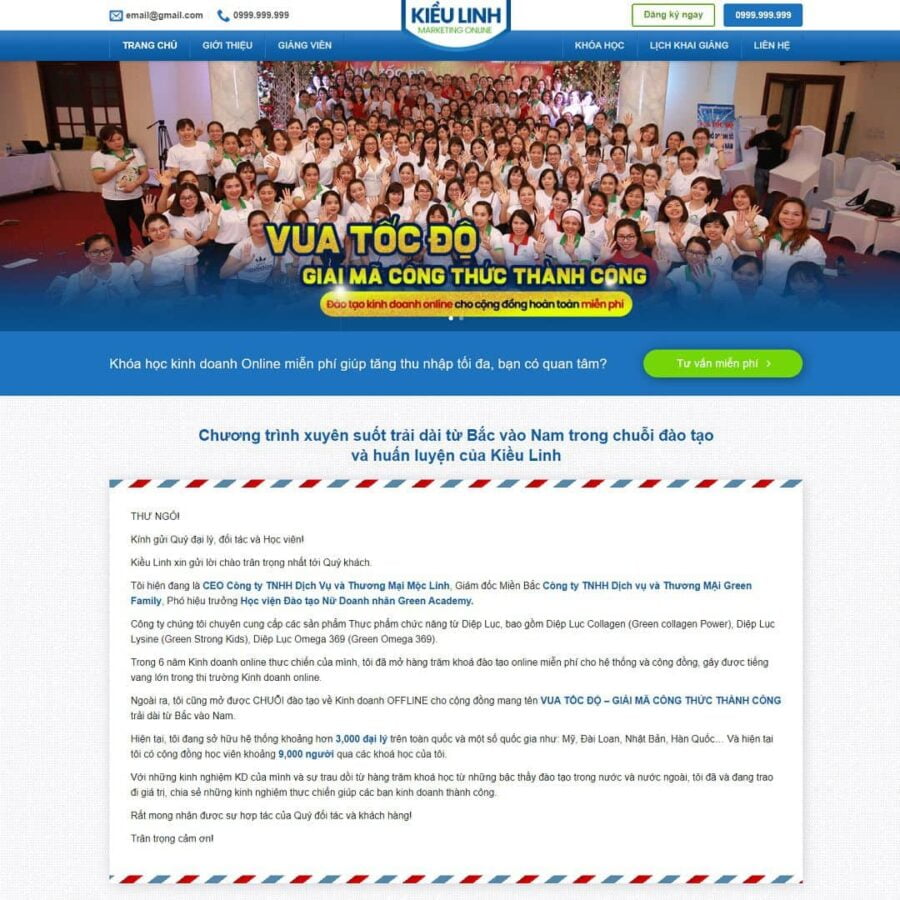 Thiết kế website giới thiệu khóa học kinh doanh online