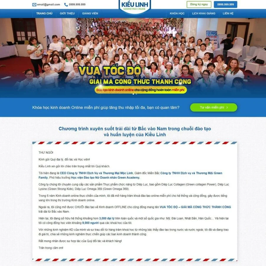 Thiết kế website giới thiệu khóa học kinh doanh online