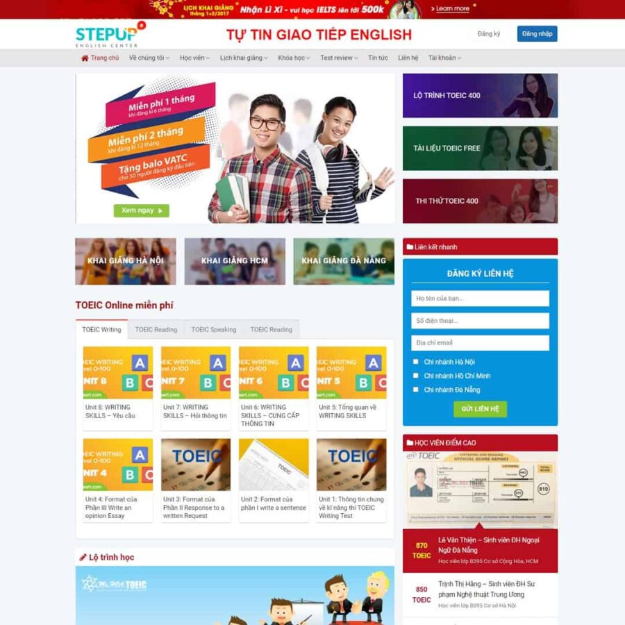 Thiết kế website trung tâm anh ngữ