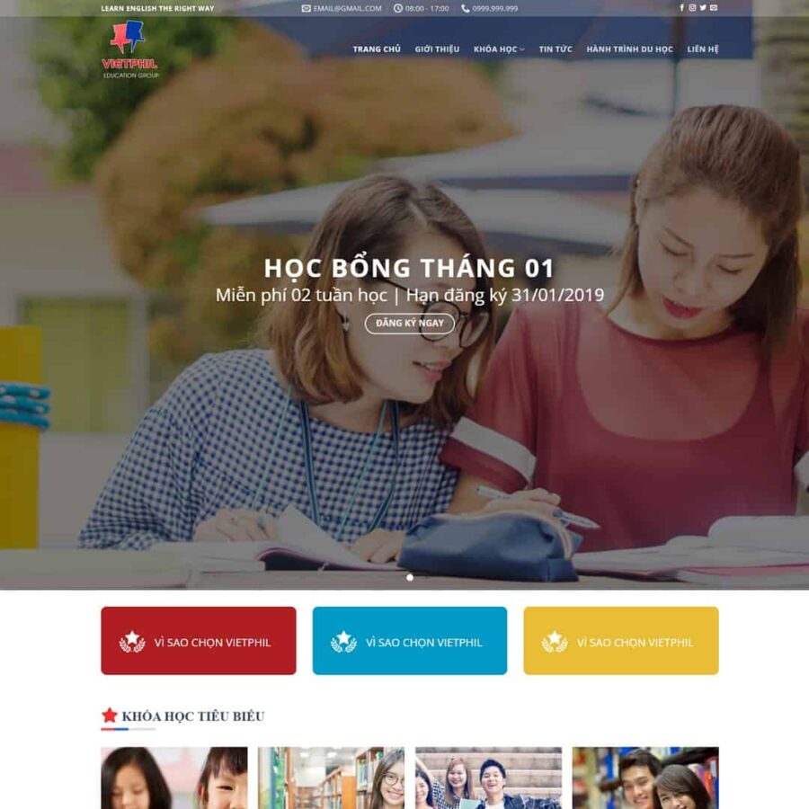 Thiết kế website trung tâm đào tạo anh ngữ