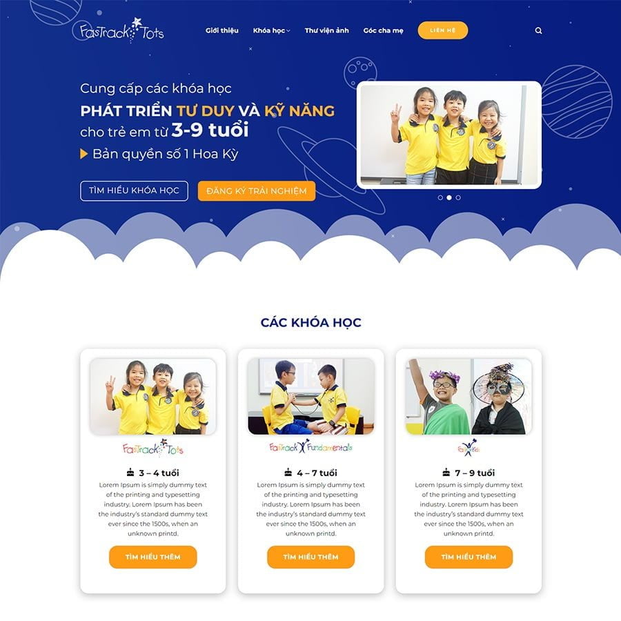 Thiết kế website khóa học cho trẻ em