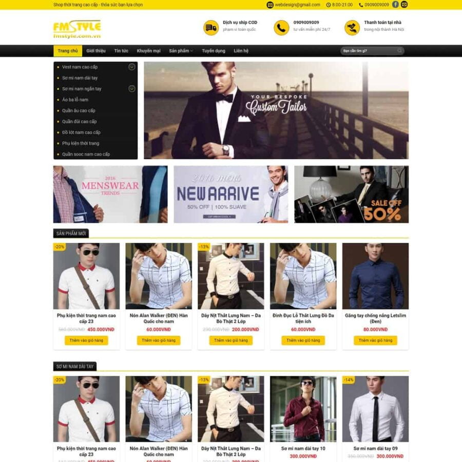 Thiết kế website shop thời trang nam