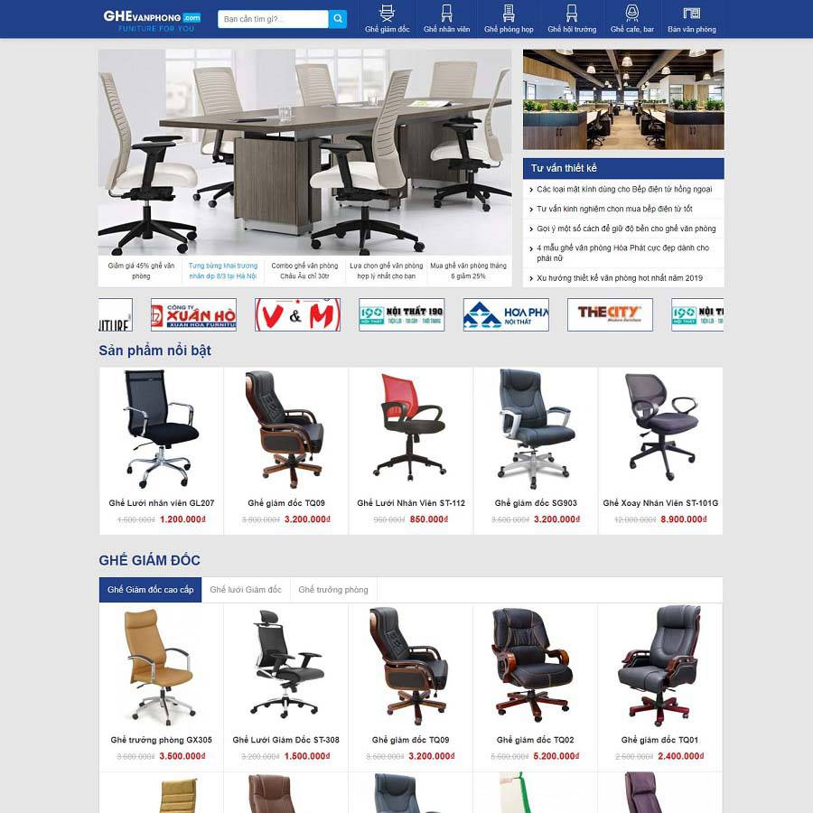 Thiết kế website bán ghế văn phòng