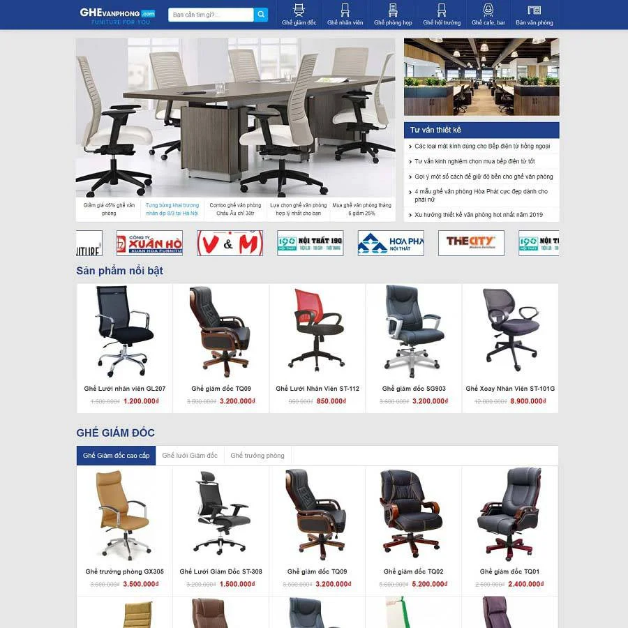Thiết kế website bán ghế văn phòng