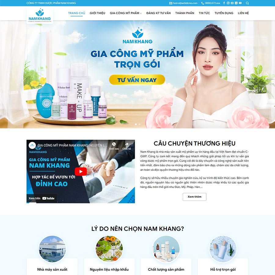 Thiết kế website gia công mỹ phẩm