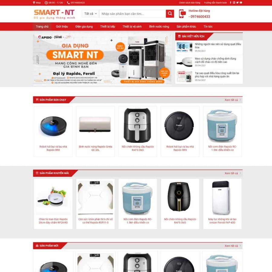 Thiết kế website bán thiết bị gia dụng