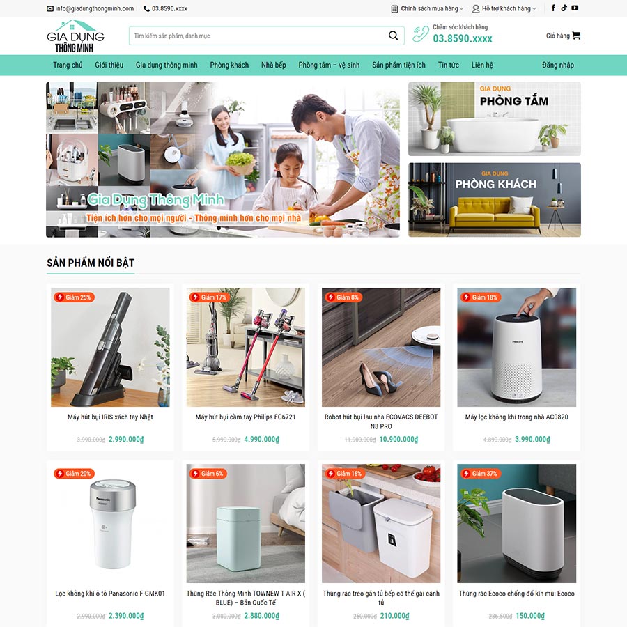 Thiết kế website bán đồ gia dụng thông minh