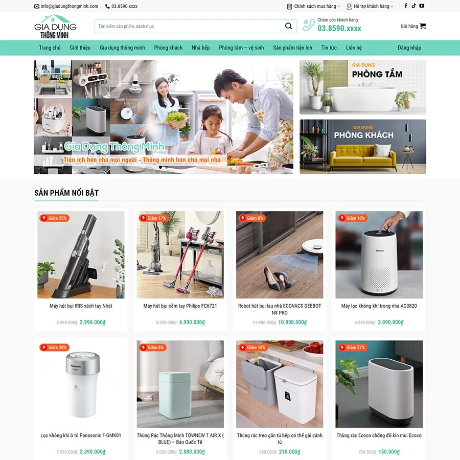Thiết kế website bán đồ gia dụng thông minh