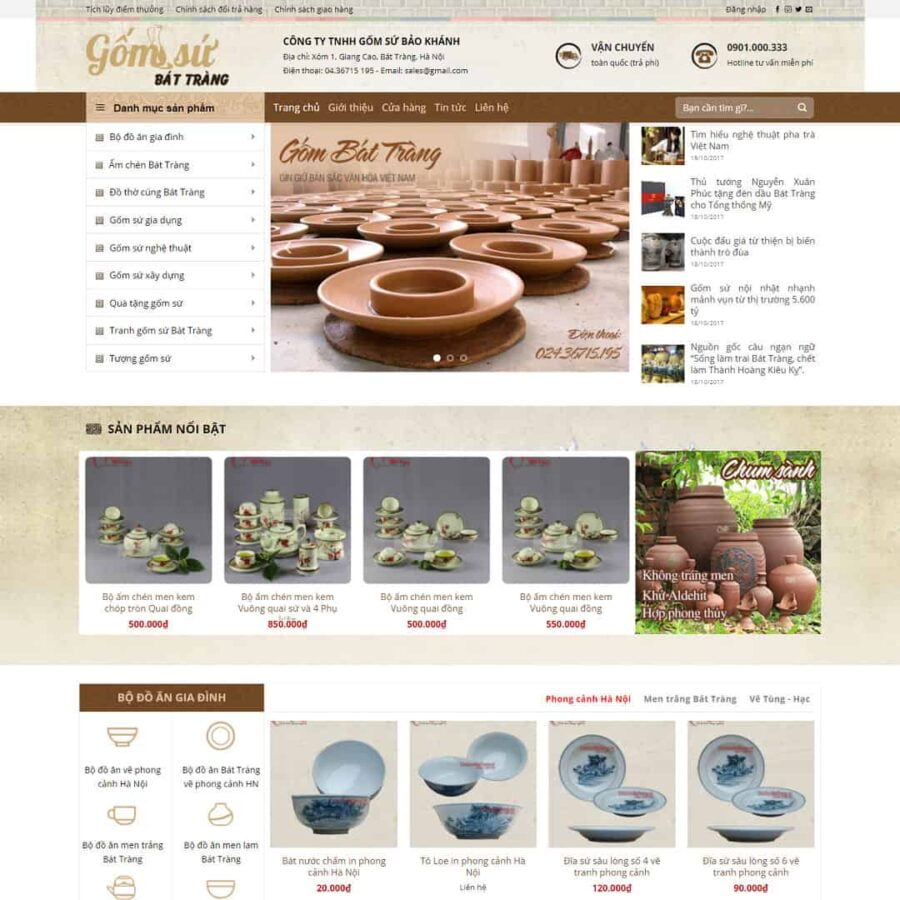 Thiết kế website bán đồ gốm